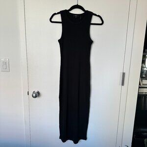 Theory - Black, Racer Tank Dress In Ribbed Modal Cotton - Size S